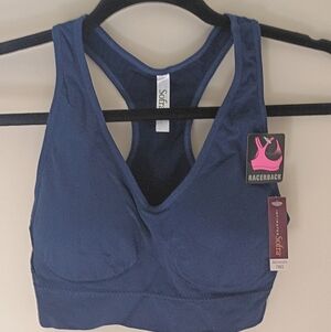 Sofra Women's Navy Racerback Sports Bra